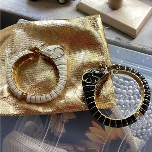 Elegant Gold and Black/White Elephant Bracelets